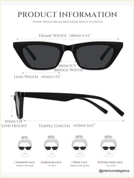 Retro Vintage-Chic Narrow Cat Eye Sunglasses UV400 Women main image 4